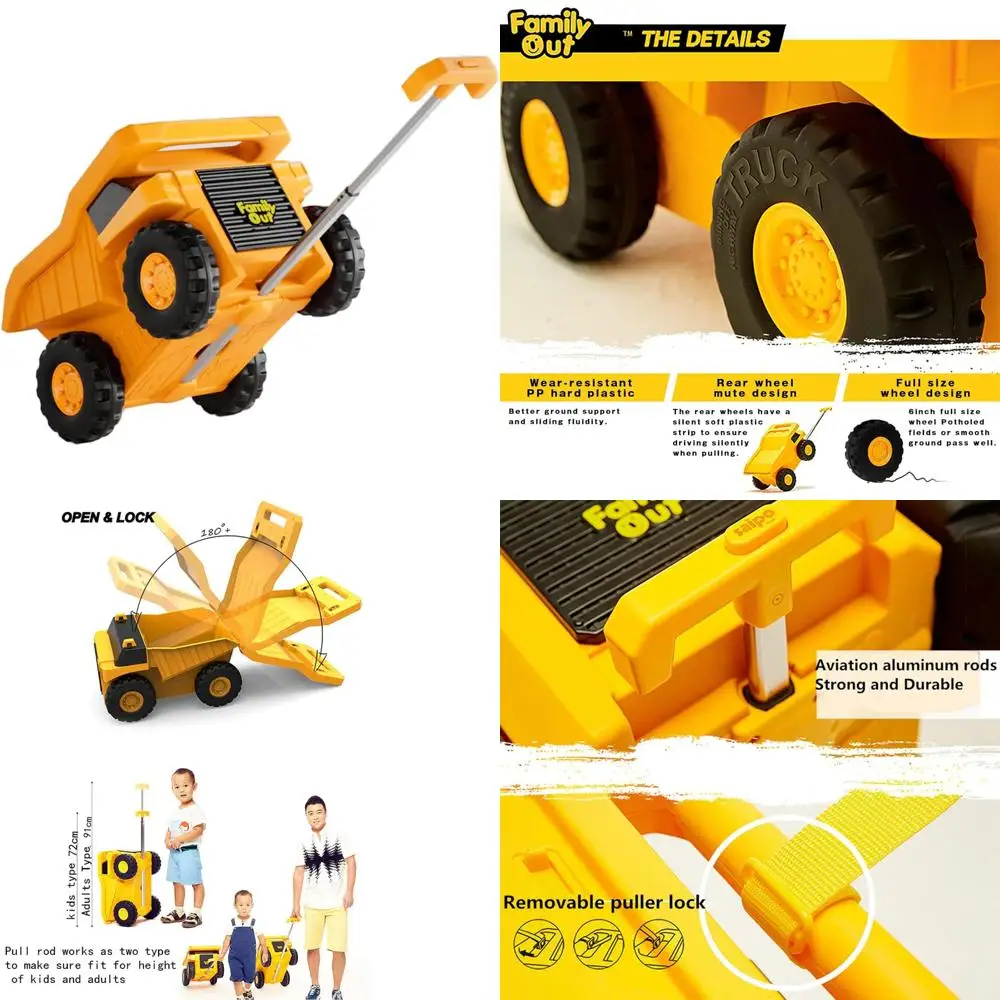 

Детский тематический чемодан Monster Truck на колесах, желтый дорожный чемодан для малышей для маленьких исследователей