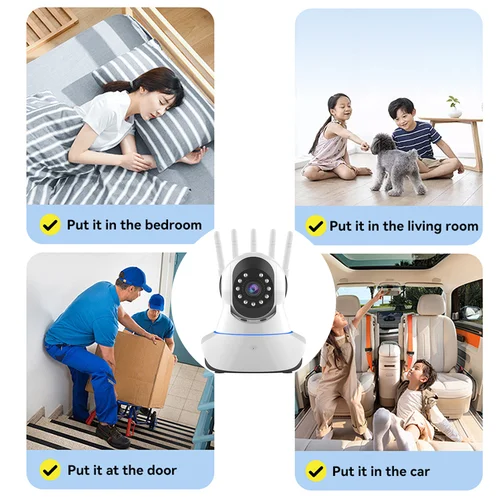 Imagen 2 del producto Cámara WiFi 1080P HD visión nocturna Monitor de seguridad para mascotas bebés rotación de 360 grados seguimiento automático protección de seguridad inteligente para el hogar 2025