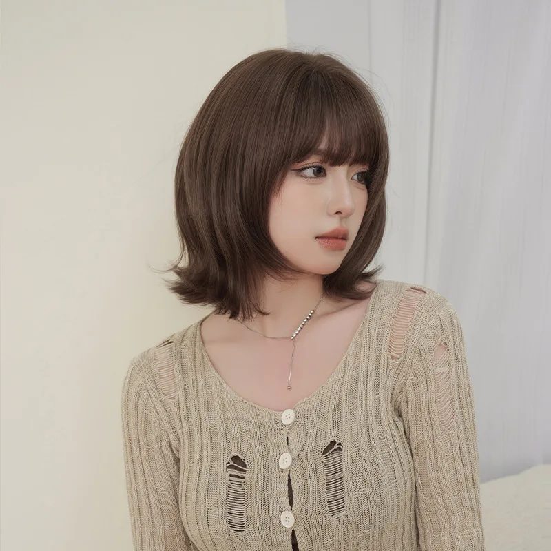 باروكة شعر قصيرة، عصابة رأس مموجة بذيل شعر مجعد، شعر مستعار طبيعي للحفلات التنكرية، مناسب للاستخدام للنساء #3