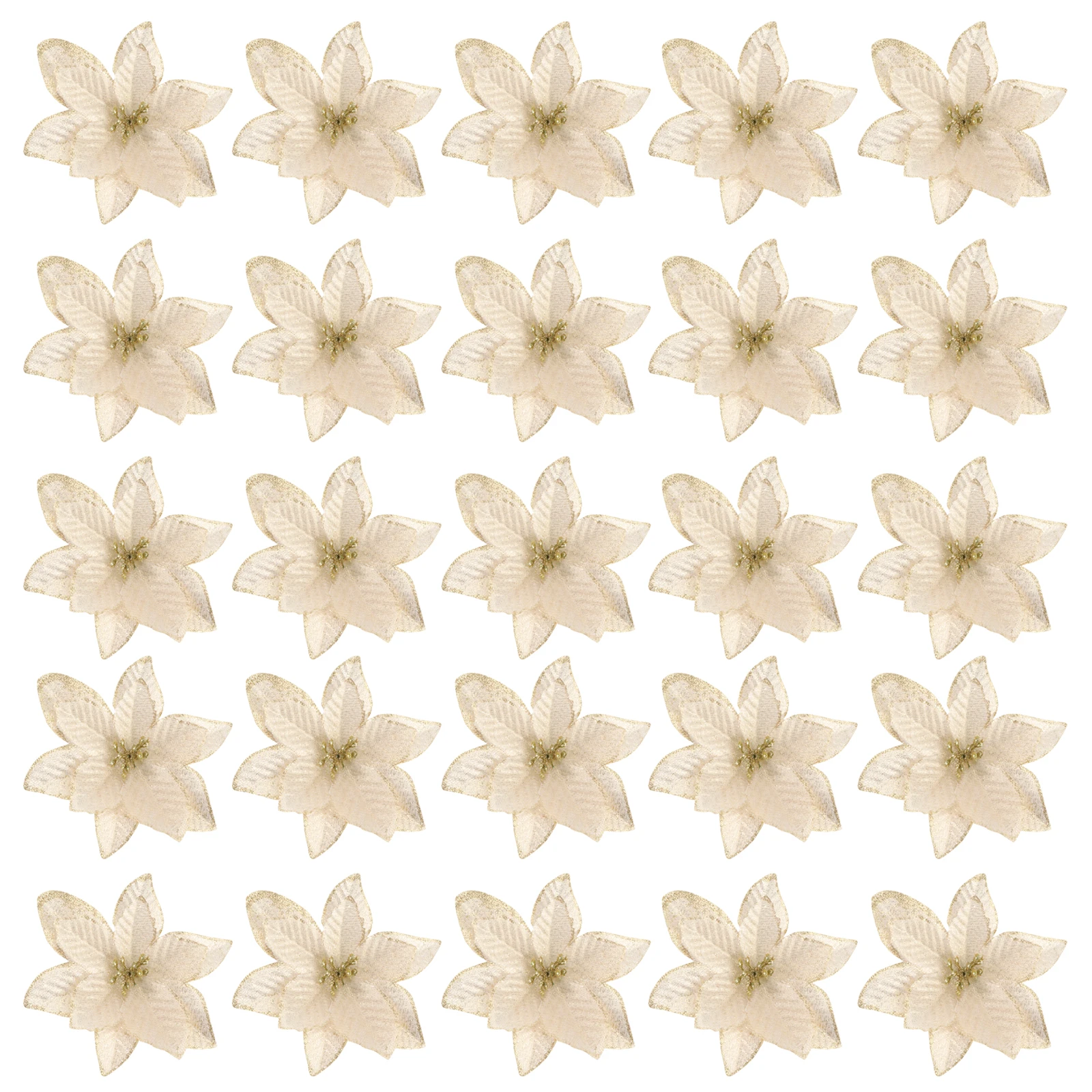

30 Pcs nament Flowers Decor Artificial Christmas Tree Flower Glitter for Tree Decor Home Party Festive Atmosphere