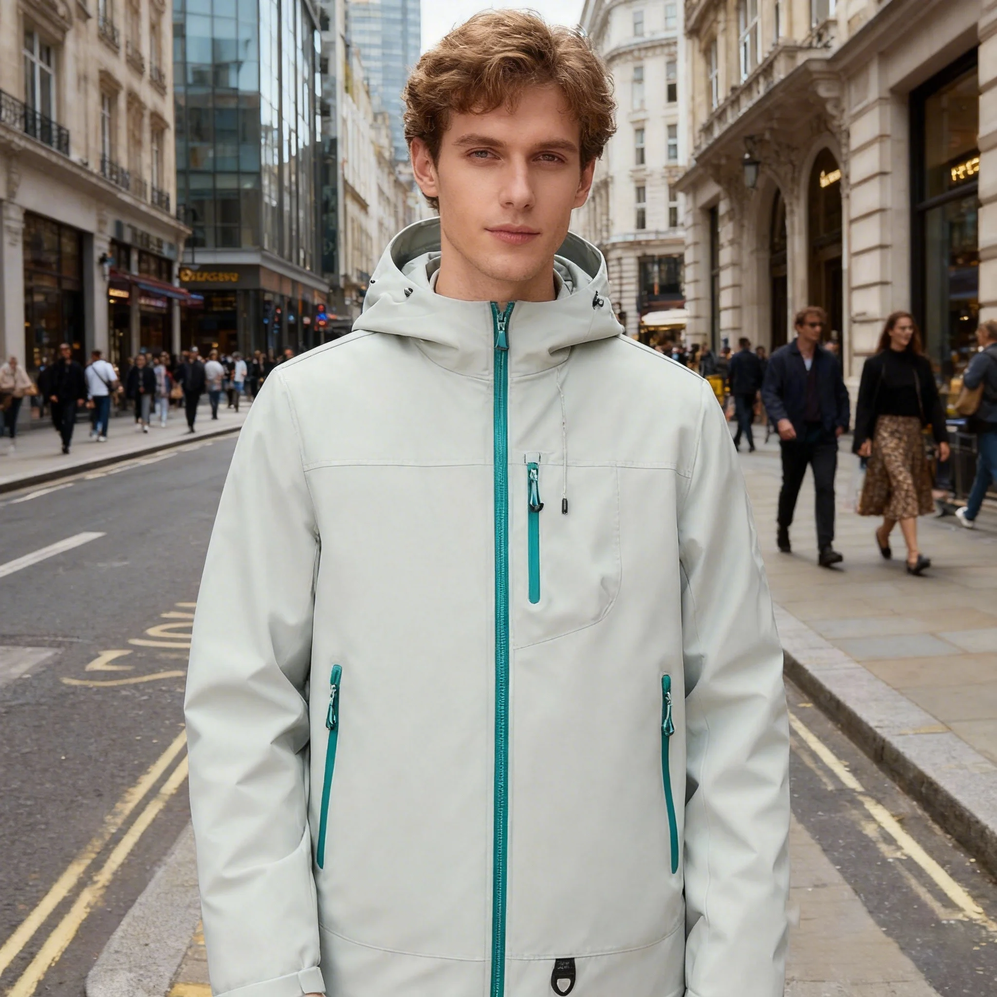 

Unisex Hooded Jacket Windproof Water-Resistant Cotton Lined Warmth Scratch-Resistant Hidden Features Outdoor Casual Coat