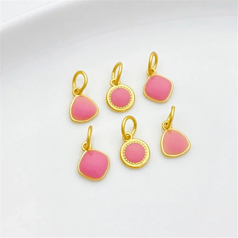 

S925 Silver Plated Gold Oil Drop Geometric Simple Pendant Drop Smooth Handmade DIY Bracelet Necklace Jewelry Material Accessorie