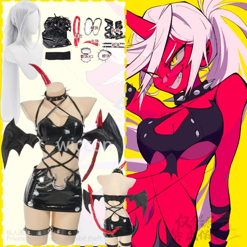[Moe Cos] Kneeso Cosplay PANTY & STOCKING \GARTERBELT Anime Costume Sexy PU Tight Nightclub Queen Patent Leather Demon Halloween