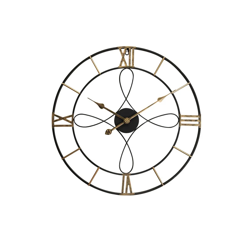

Simple and retro iron wall clock without drilling, silent clock, wall mounted clock