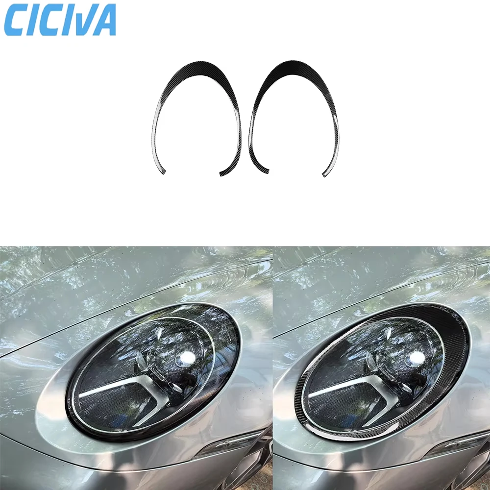 

For Porsche 911 992 2019-2024 Carbon Fiber Headlight Lamp Eyebrows Car Interior Accessories Decorative Cover Tuning Sticker Trim