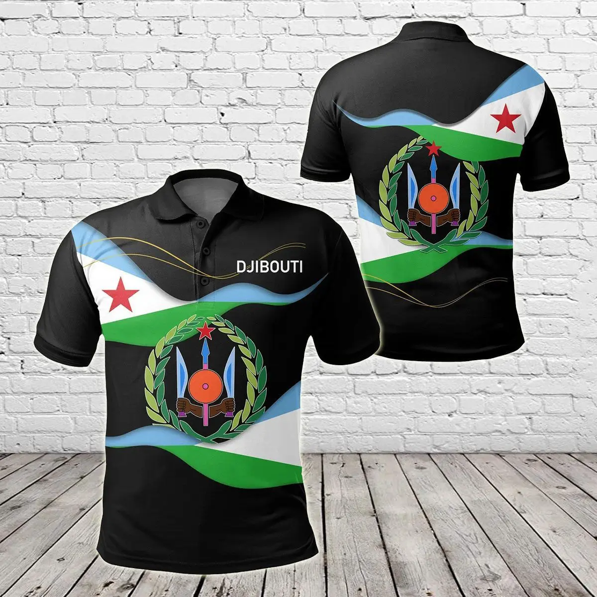 Djibouti Flag & Coat of Arms Customized Polo Shirts Summer Casual Streetwear Men's Fashion Loose Jersey Plus Size Sportswear