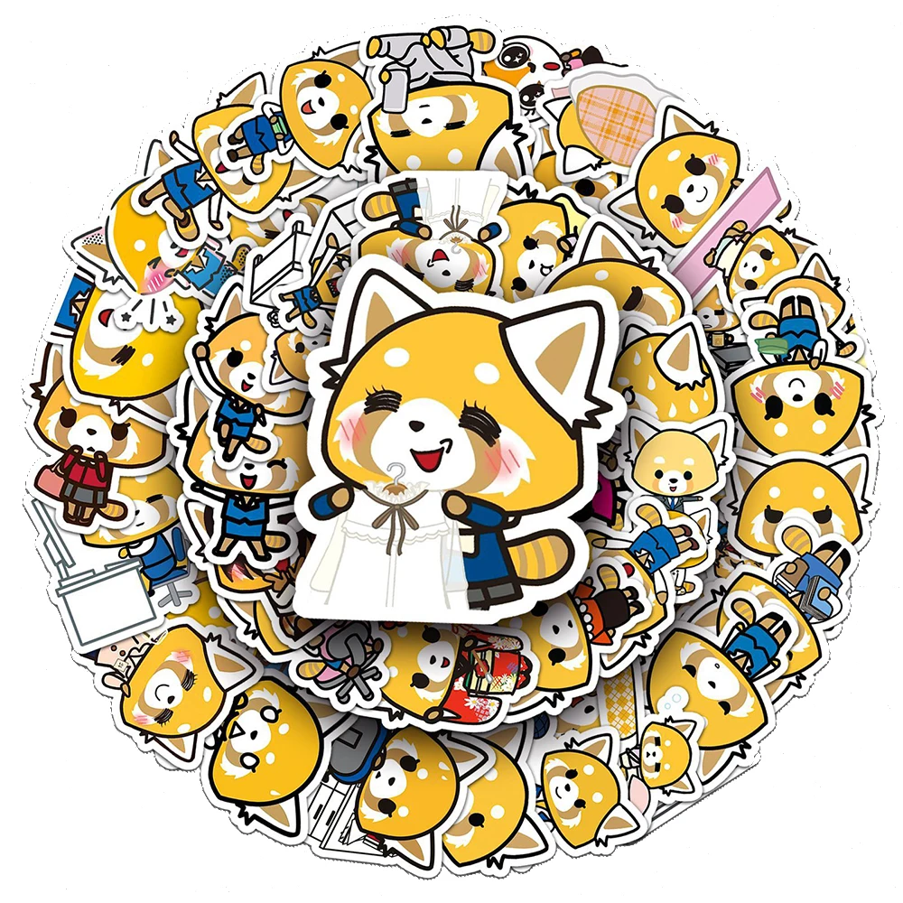 

10/30/50pcs Kawaii Aggretsuko Sanrio Stickers Funny Anime Decals Toy DIY Laptop Scrapbook Fridge Phone Cartoon Sticker Kids Toys