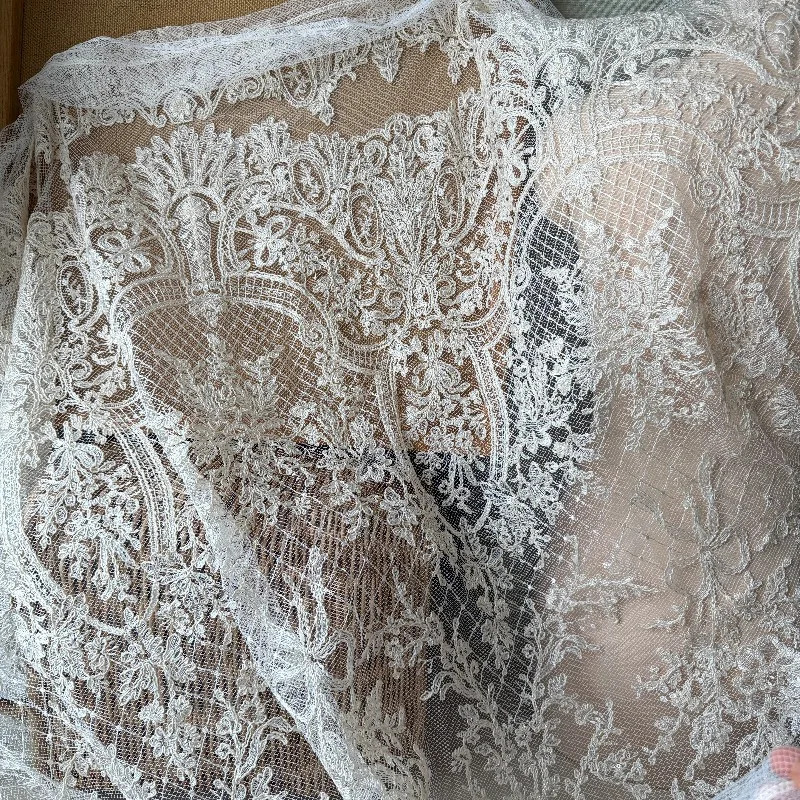 High Quality Transparent Sequin Thread Lace Fabric for Wedding Dress DIY Sewing Accessories
