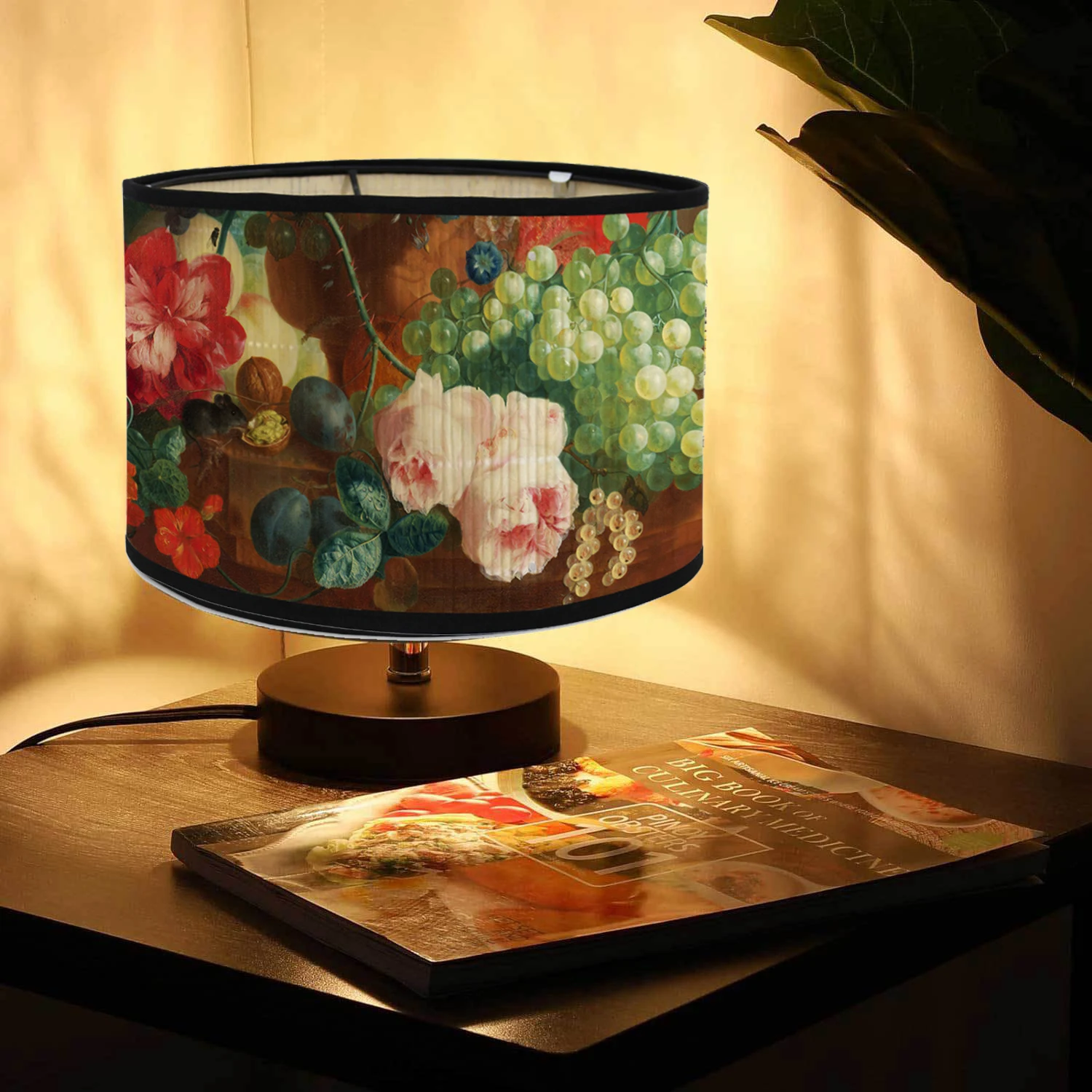 European Drum LampShades Vintage Floral Plant Pattern Bamboo Lamp Cover Table Floor Lamps Pendant Light Cafe Home Homestay Decor