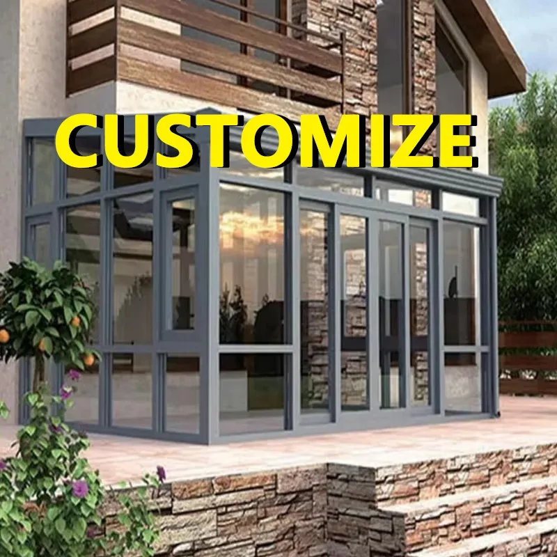 

Any Size Custom Aluminum Sunroom Tempered Glass Leakproof Waterproof Heavy Duty Easy Install Outdoor Garden Backyard Shelter