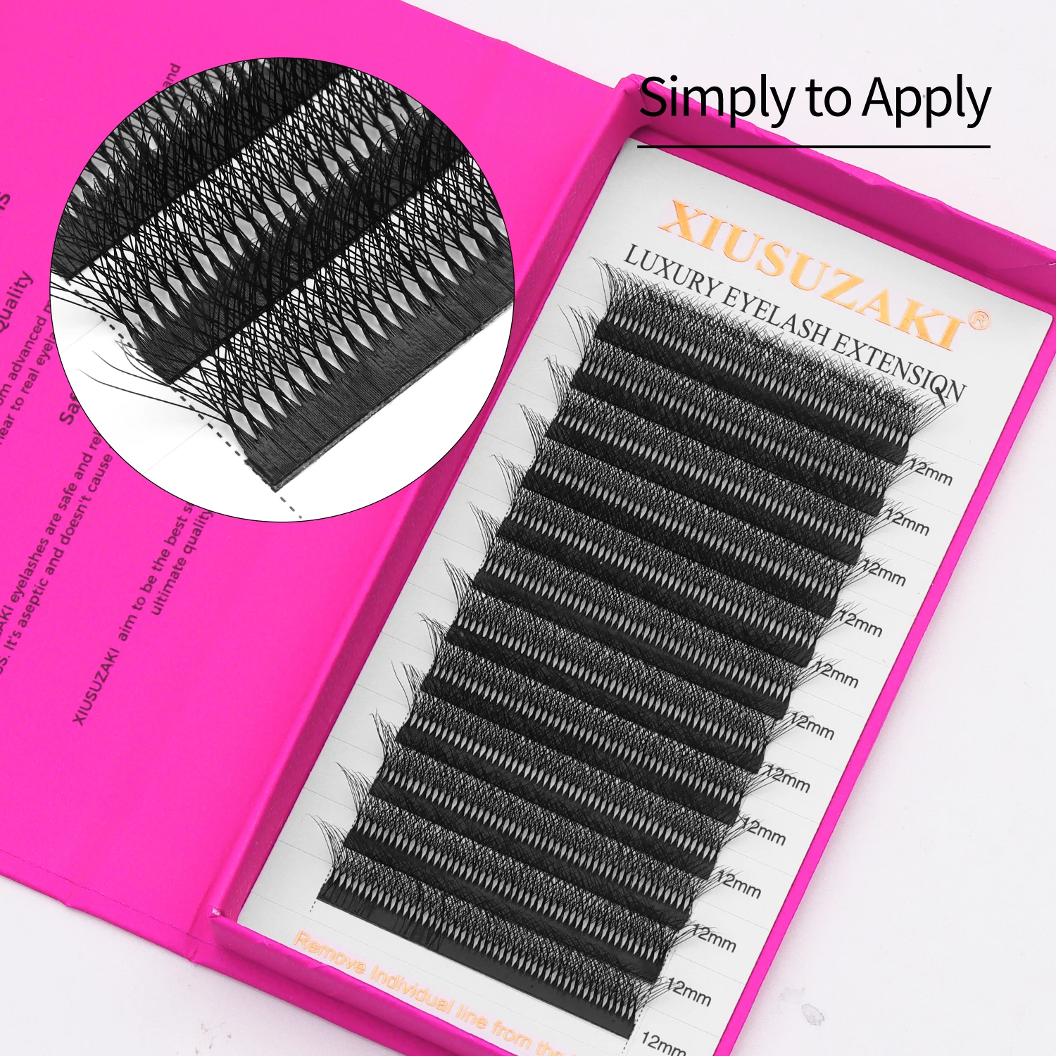 XIUSUZAKI W Lashes Mattschwarz 10DW Vorgefertigte Fächer-Wimpernverlängerungen, natürlich, weich, individuelles Volumen, falsche Wimpern, Make-up-Tools