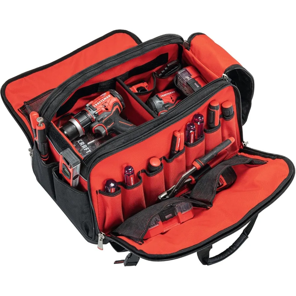 CRAFTSMAN 22,5 Tradestack Werkzeugtasche, strapazierfähiges Polyester mit schwarzem und rotem Design