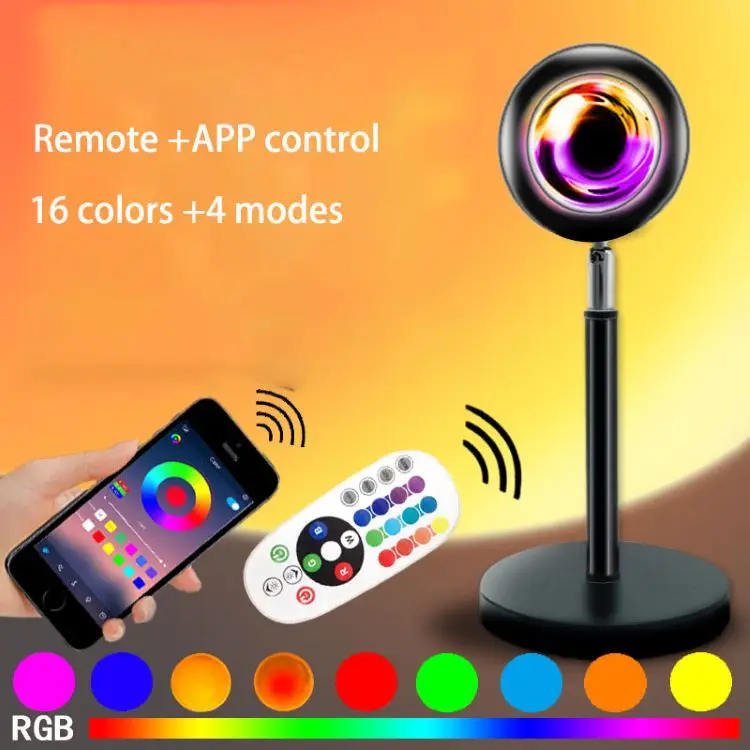 Heißer Verkauf Sonnenuntergang Lampe Projektion 16 Farben Fotografische Regenbogen App Musik Rhythmus Led Nachtlicht Projektor Sonnenuntergang Lampe Großhandel
