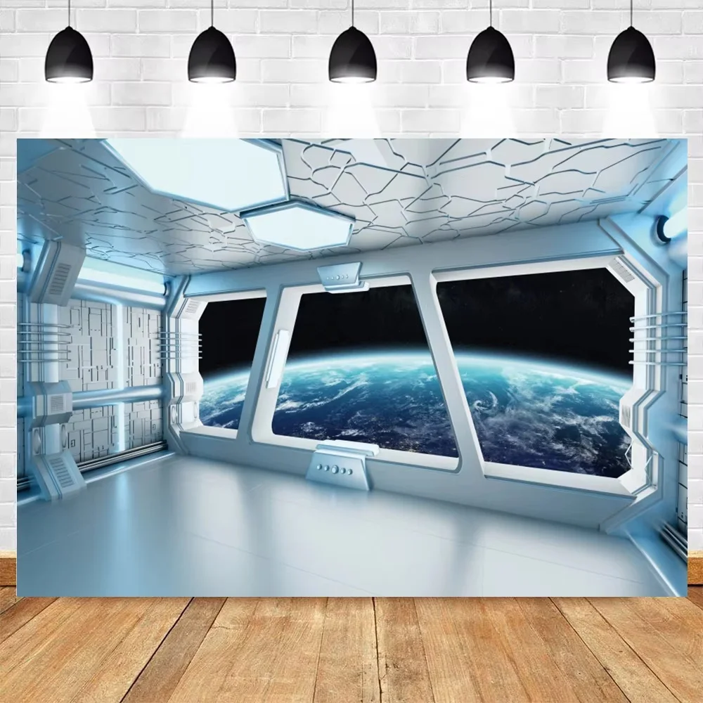 Space Capsule Interior Photo Backdrop High Tech Spaceship Cockpit Corridor Photography Background For Sci Fi Themed Photo Shoots