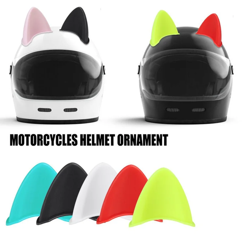 Casque de moto avec oreilles de chat, style de décoration mignon, voiture électrique, autocollants de motocross, conduite, accessoires universels