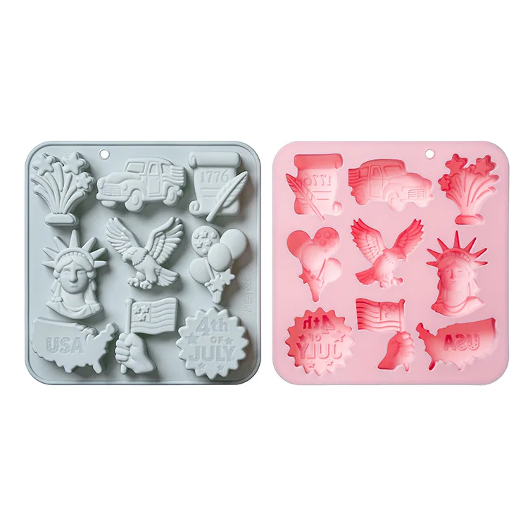 9-hole Independence Day Celebration Silicone Mold Fondant Candy Chocolate Mould Holiday Epoxy Resin Mold Baking Accessories
