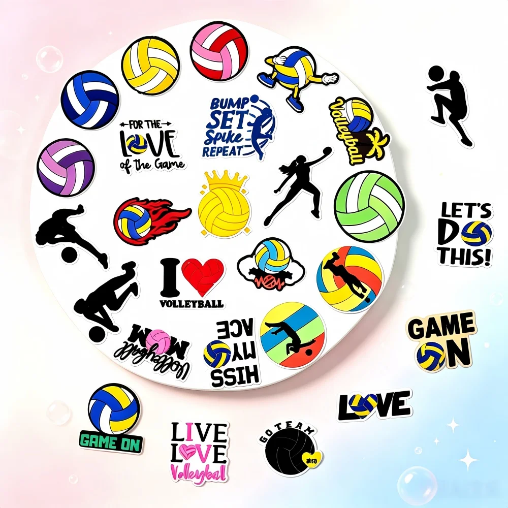 30Pcs Volleyball Shoe Charms for Sandals Wristbands Bracelets, Sports Ball Shoe Charms for Party Favors Gifts(Volleyball)