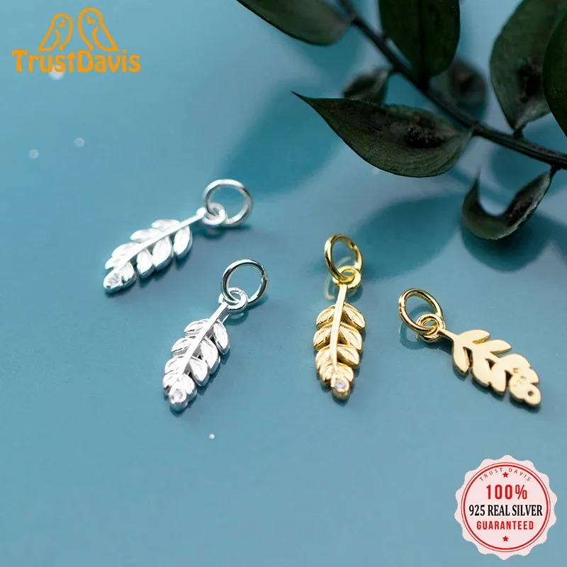 

TrustDavis реальные 925 стерлингового серебра модные симпатичные, с перьями CZ подвеска в форме собственными руками Сделай Сам аксессуары ювелирные изделия H0011