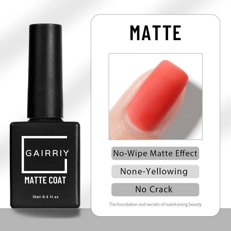 Gairriy Gel Nails 15ml Base Coat Top Coat Matte Coat Primer Function Nail Polish Semi-Permanent Soak Off UV LED Nails Art Salon