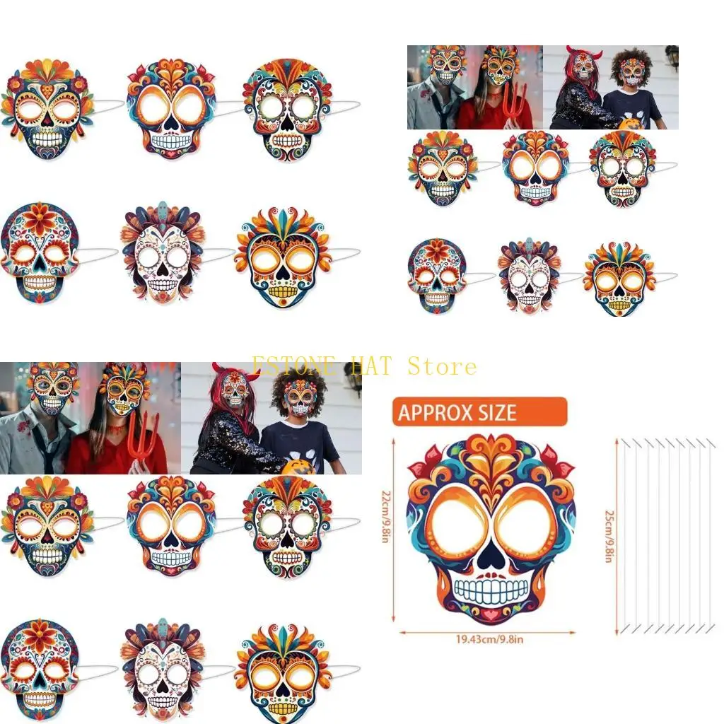 49MF Mexicans Costume Masks Scary Day of the Dead Skull Kids Cosplays Masquerade Prop