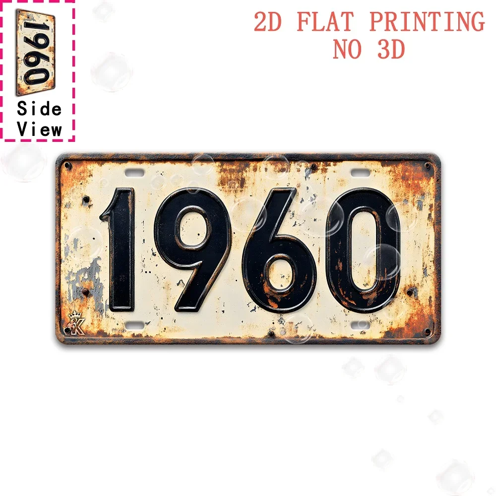 2D Flat,, Decorative Sign, 1pc, Retro 1960 Aluminum Sign (29.97cm x 14.99cm), for Man Cave, Bar, Garage, Cafe, Living Room, G