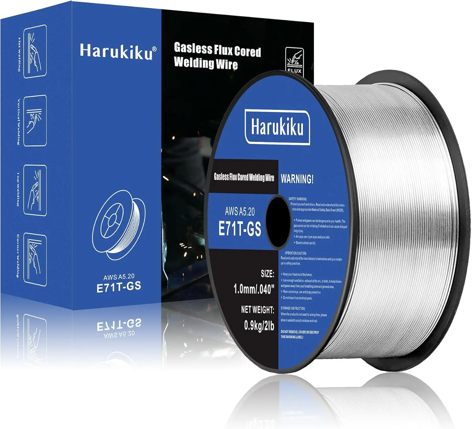 

Сварочная проволока Flux Core, низкоуглеродистая сталь E71T-GS, 0,040 дюйма, без газа, для MIG-сварки, 0,9 кг (2 фунта) на катушке