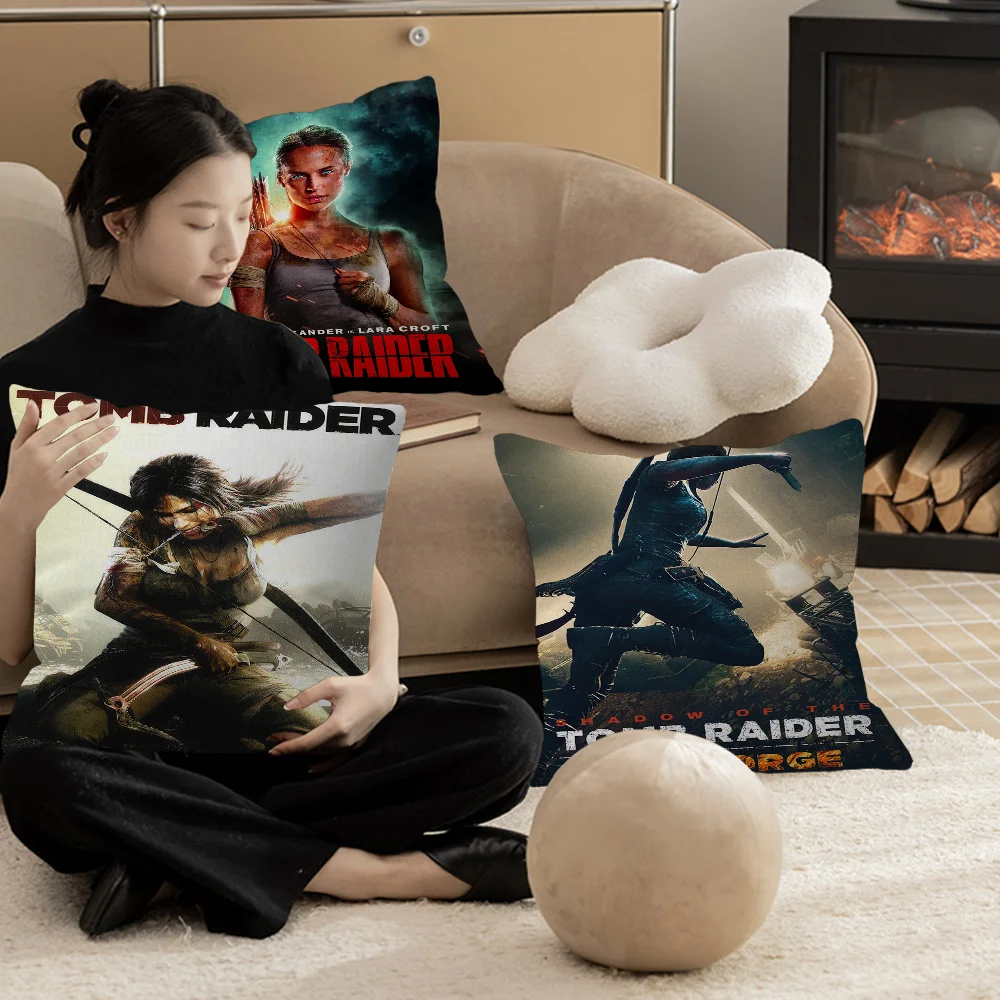 

Adventure Game T-Tomb R-Raider Cushion Cover Car Throw Pillow Case For Sofa Car Christmas Gift 40x40cm 45x45cm