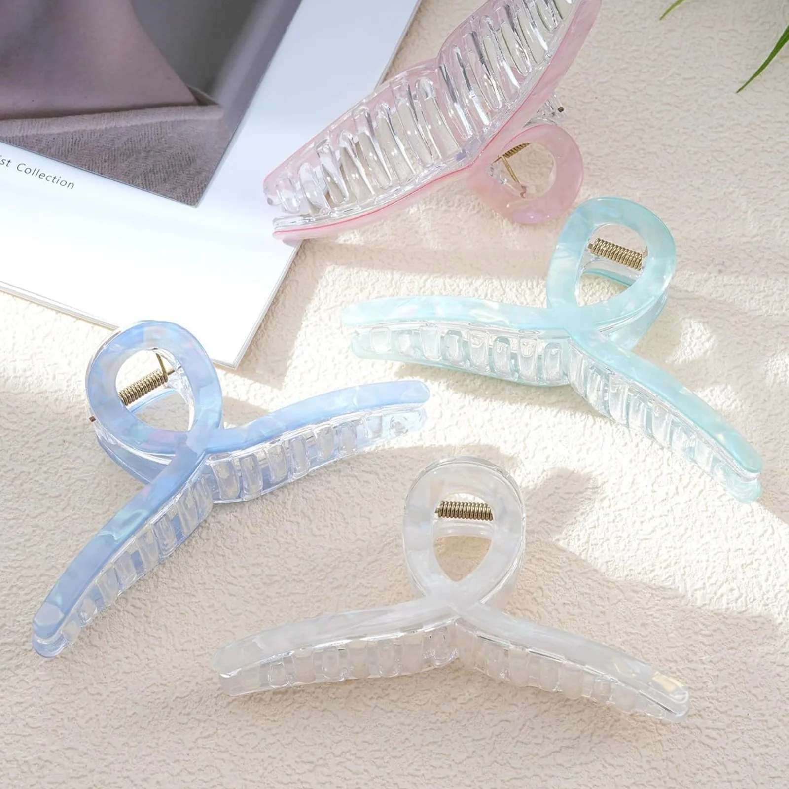 1 Stück schillerndes Band – geformtes Haarklammern-Set, 4 Pastellfarben, stilvolle Haarklammern für Frauen, schicke Hochsteckfrisur-Accessoires – Detail 4