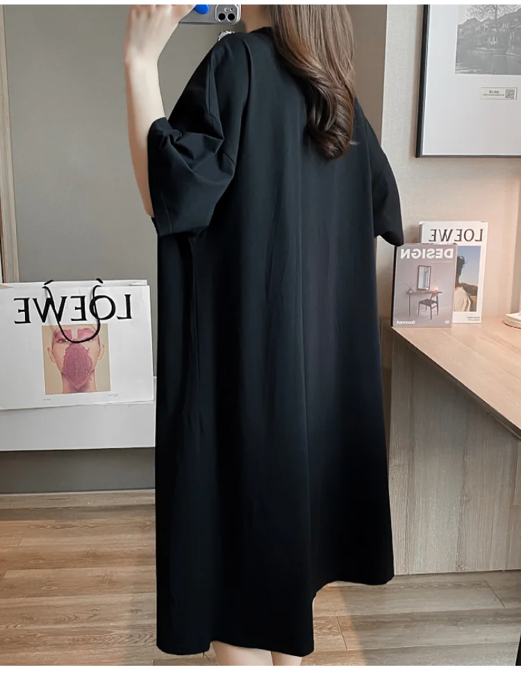 Oversized Weight 150kg Loose Thin Homewear Women Plus Size Midi Nightdress  Summer Japan Girl Pajamas Short Sleeve Nighties 3XL