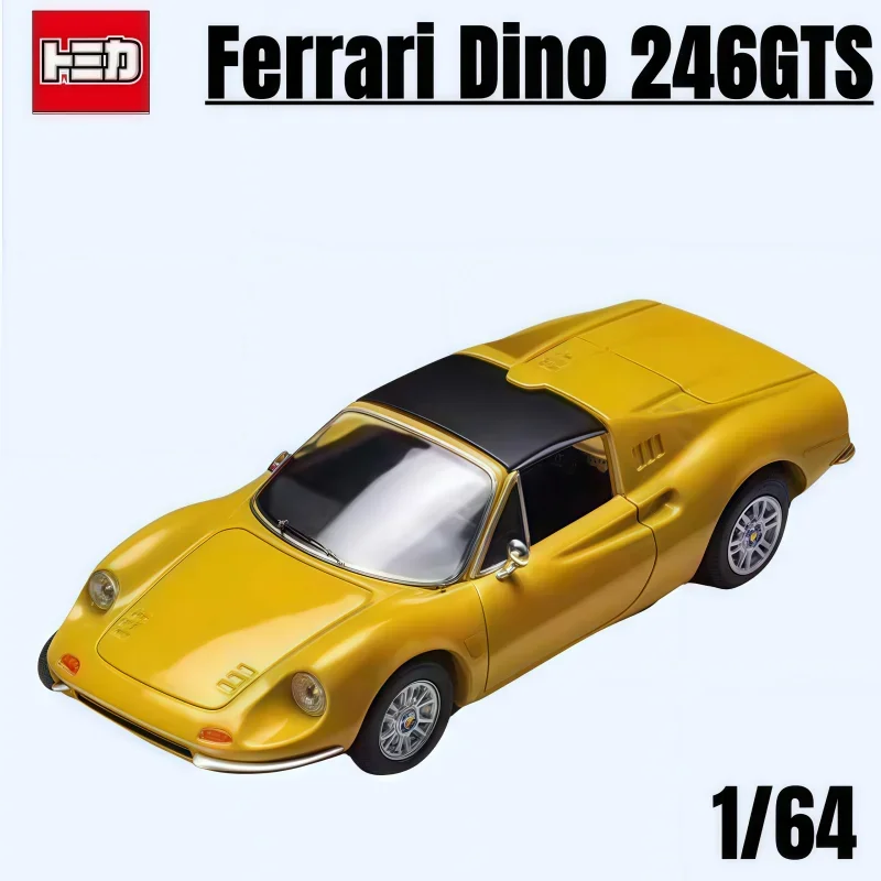 TOMYTEC TLV 1:64، Dino 246GTS أصفر، نموذج سيارة محاكاة مصغر ثابت مصنوع من خليط معدني، هدية لعب للأولاد في العطلة.