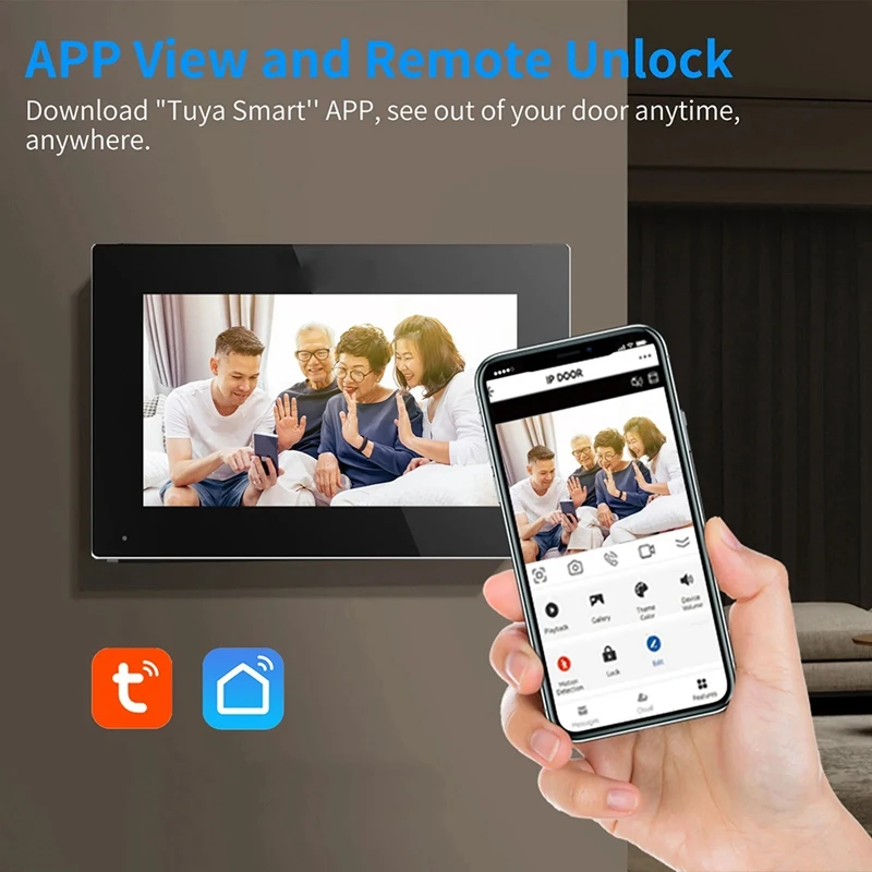 Fingerprint 5In1 Unlock Wifi Doorbell Video Intercom System 1080P Touch Monitor Security Protect