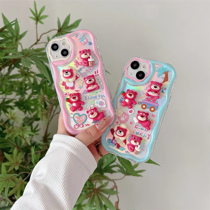 Pink Lotso doll Toy Story3 Strawberry Bear Anime Phone Case For iPhone 15 14 13 12 11 Pro Max 14 15 Plus Case Cute cartoon Cover