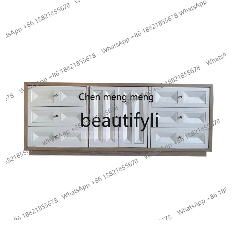 

French retro door cabinet solid wood carving flower living room bedroom chest storage cabinet American light luxury H