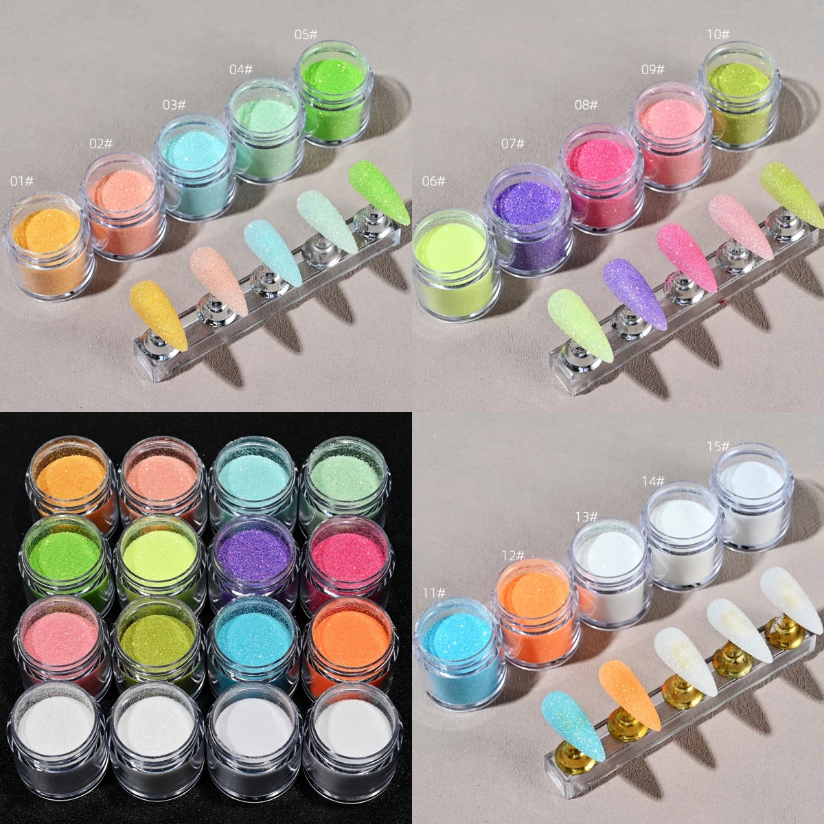 1개 반짝이는 캔디 스웨터 효과 네일 글리터 무지개빛 설탕 모래 파우더 크롬 피그먼트 네일 매니큐어 폴리시 네일 장식