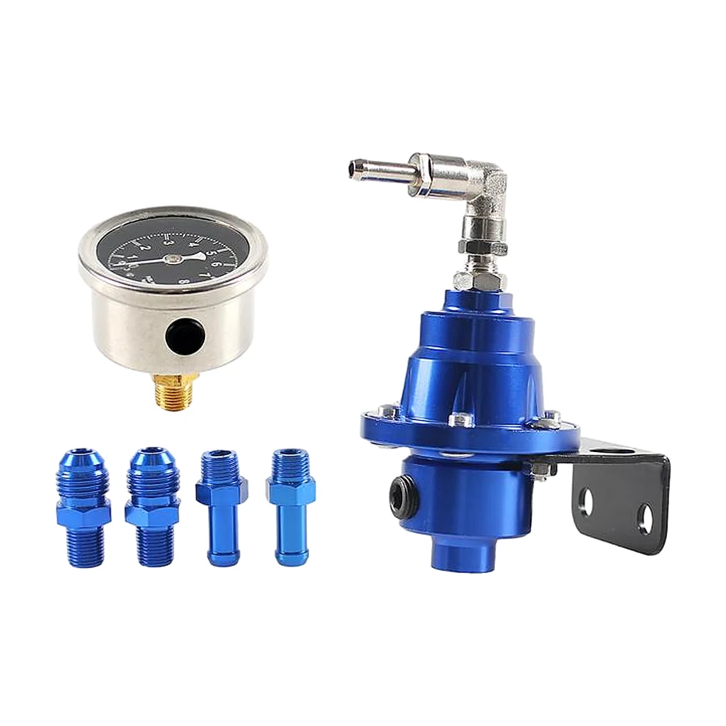 Universal Adjustable Fuel Pressure Regulator - Easy To Install High Strength And Long Service Life With Fuel Gauge Set gold