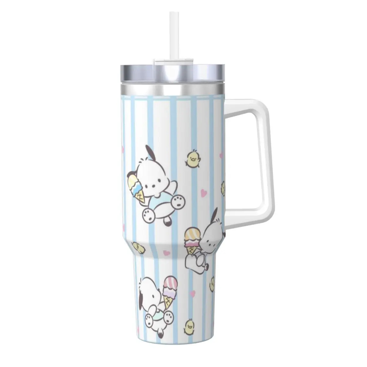 Pochacco 40 oz Tumbler with Handle and Straw Lid Stainless Steel Insulated Tumblers Travel