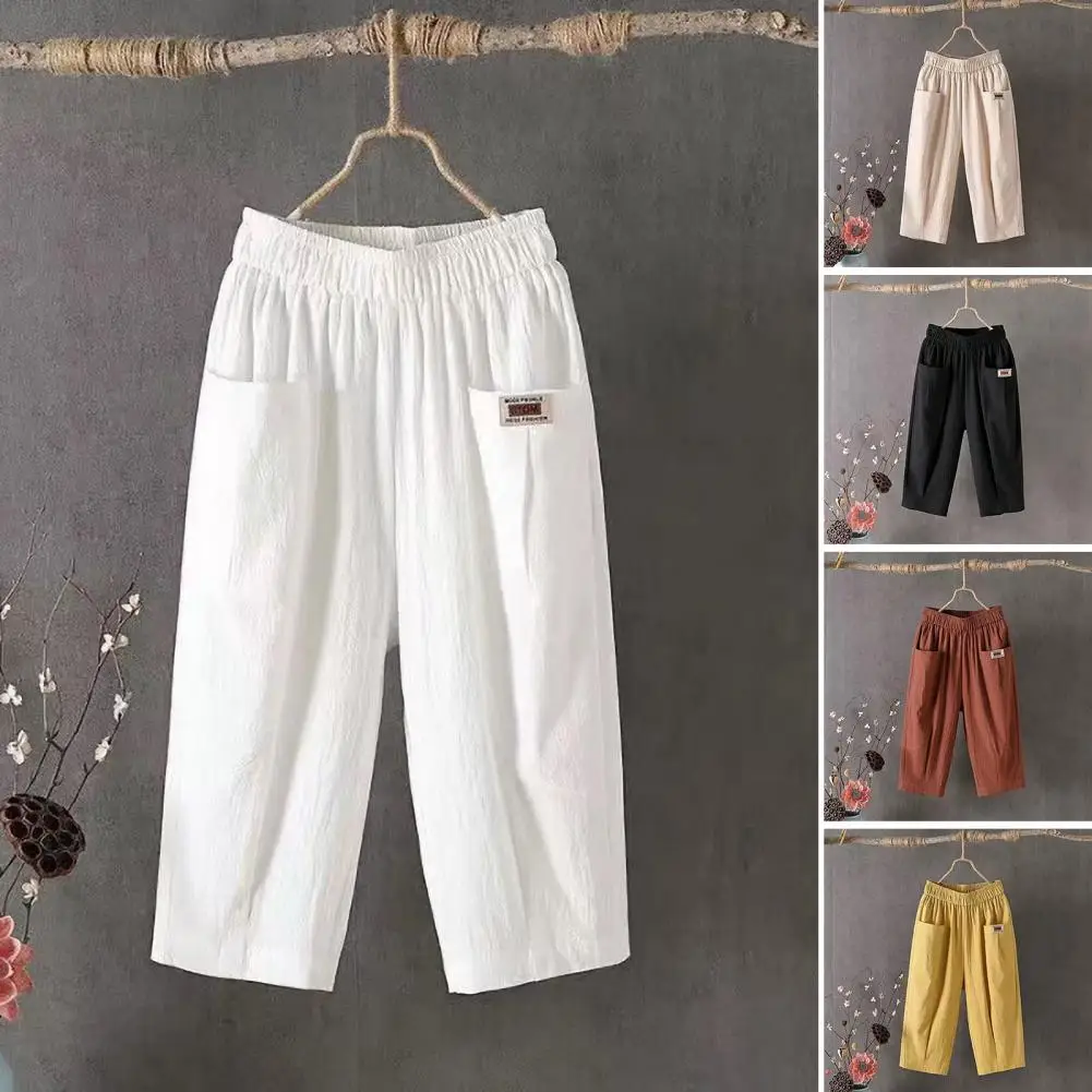 Loose Fit Cropped Trousers Women Straight-leg Sweatpants Stylish Women's Mid-rise Wide Leg Cropped Pants for Summer