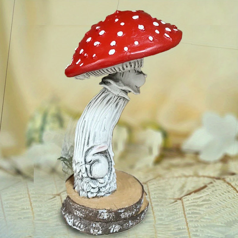 Cartoon Resin Sleeping Mouse Hedgehog Rabbit and Toadstool Magic Animal Mushroom House Sculpture Resin Crafts Home Decoration