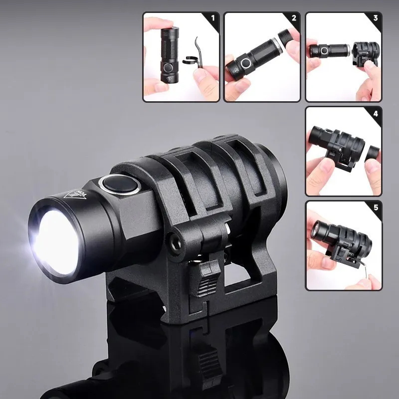 WADSN Tactical Helmet Light FAST Helmet Flashlight Mini Strobe Scout Light Zoom Survival Safety Lamp Fit Airsoft Picatinny Rail