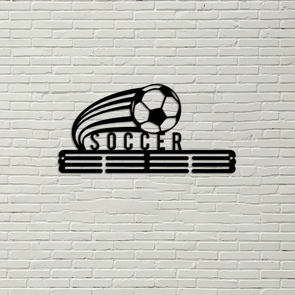 CIFBUY Wrought Iron Soccer Medal Display Holder Wall Decor Sports Award Showcase Trophy Organizer for Team Gifts Modern