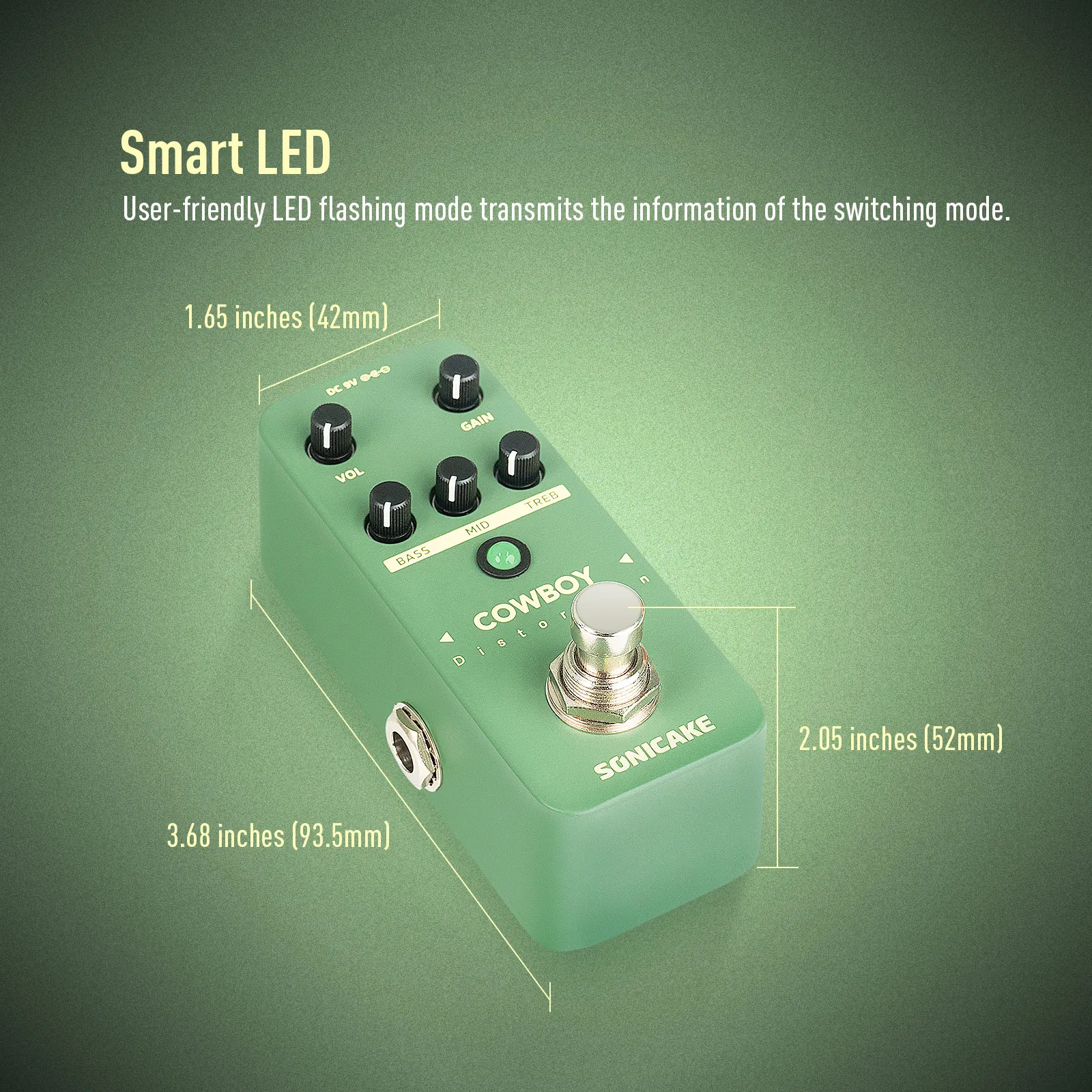 SONICAKE Cowboy Distortion High Gain Guitar Effects Pedal Two Modes Mid-frequency of The Normal Distortion QSS-25