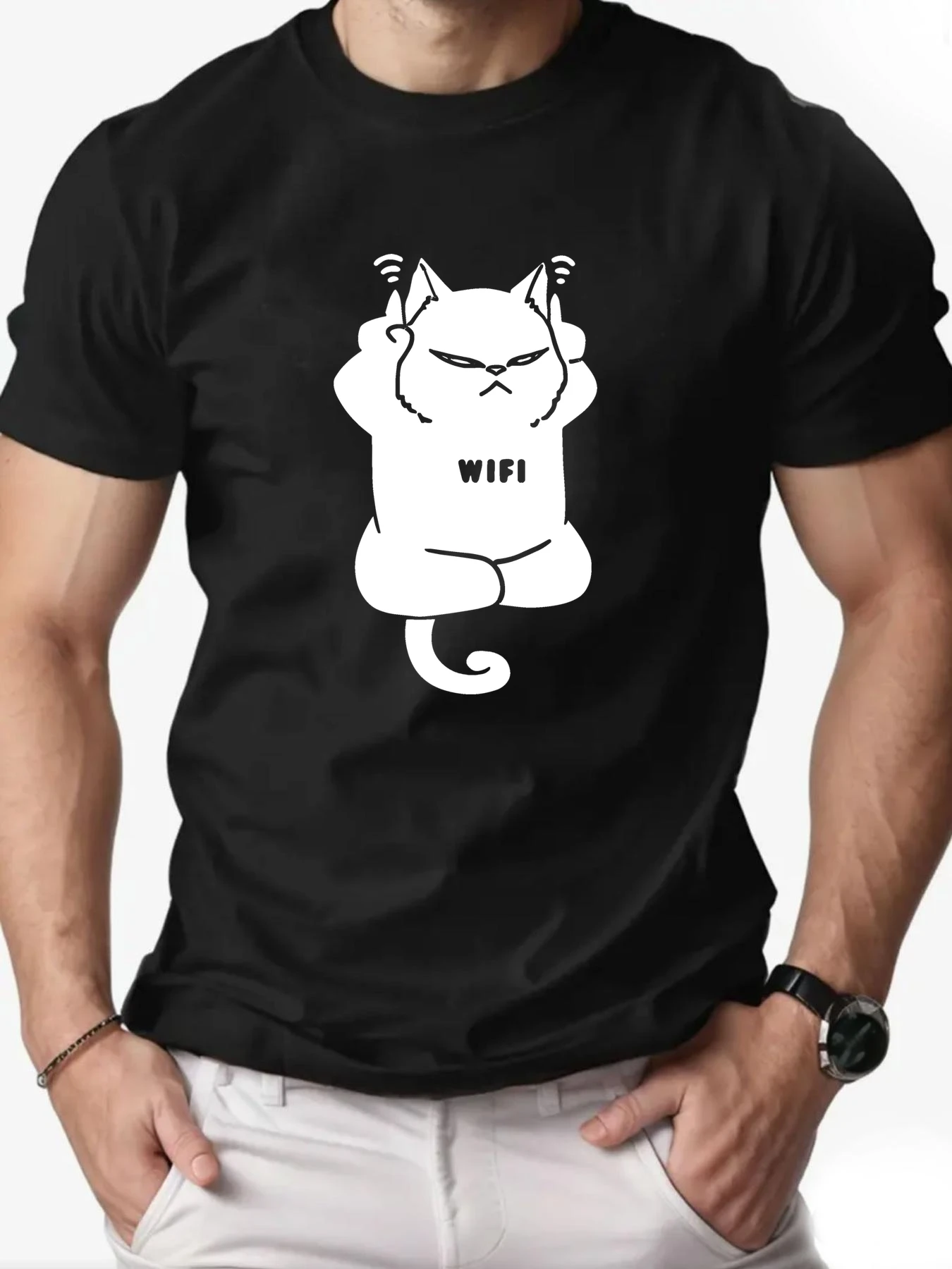 

Men's Summer T-Shirt Funny Cartoon Print Round Neck Comfort Fit Breathable Cotton Streetwear Oversized Tee Casual Fashion Top