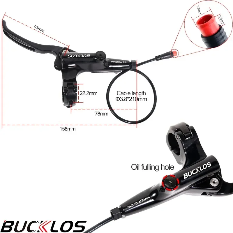 BUCKLOS HD-E735 4-Piston E-Bike Hydraulic Brake Set Electric Scooter Hydraulic Disc Brake Front Rear Power-Off Cycling Parts