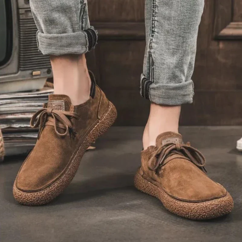 Men Casual Shoes Handmade Comfortable Men Shoes Quality Cow Suede Leather Flat Moccasins Men Sneakers Non Slip Soft Sole Shoes