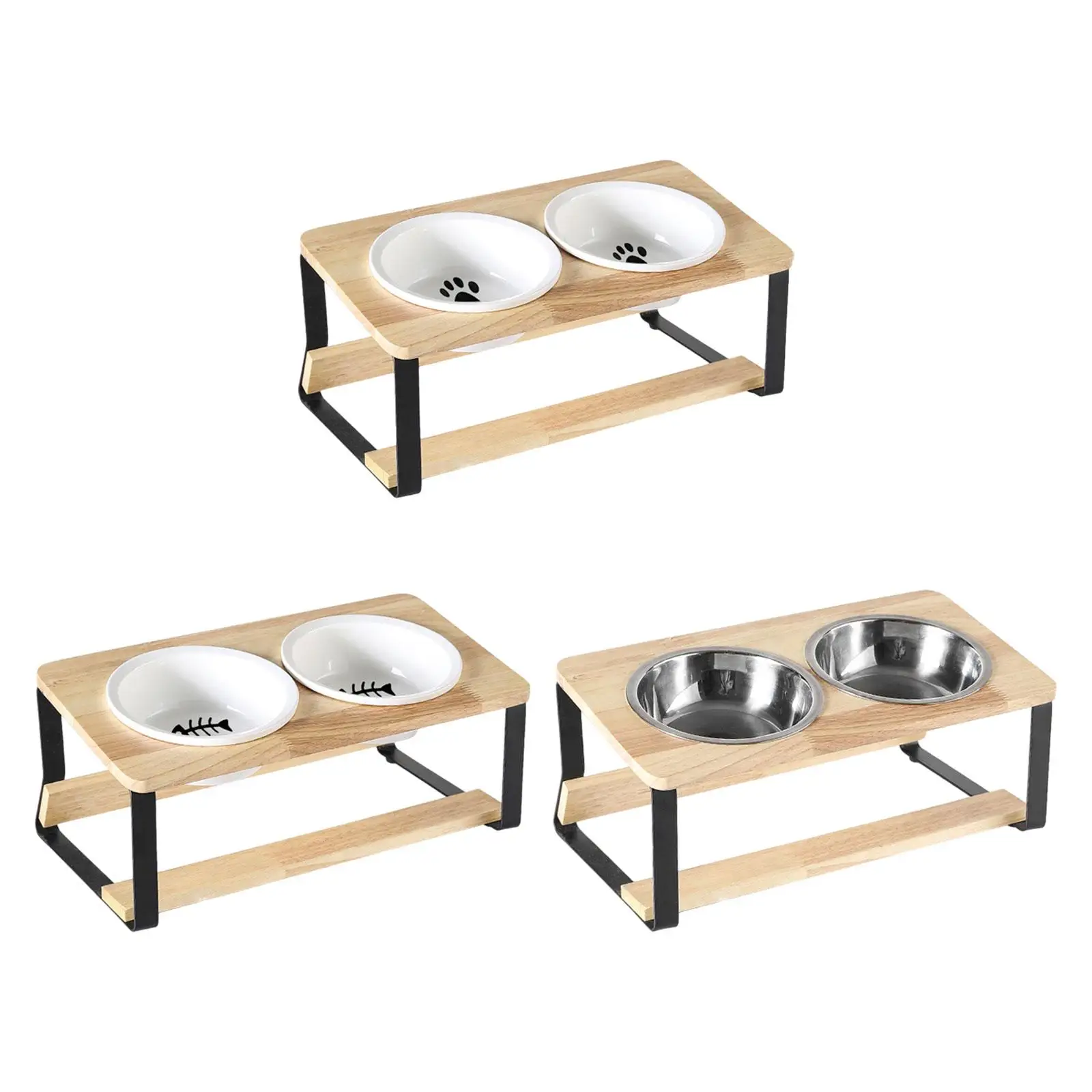 

Приподнятые миски для домашних животных Посуда для кошек Приподнятая станция для кормления Прочная приподнятая миска для кошачьего корма с наклоном из бамбуковой подставки для собак, кошек, щенков