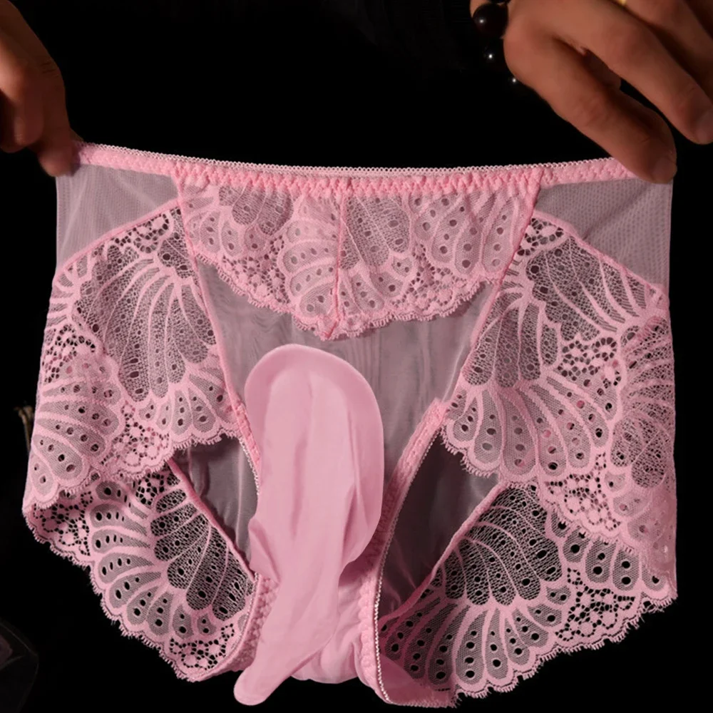 Celana dalam Lingerie pria, dalaman Bikini tipis renda seksi dengan lengan