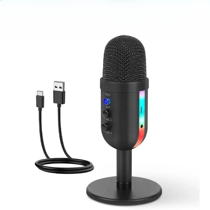 

Computer USB condenser microphone live streaming host Karaoke recording microphone live broadcast equipment charging set