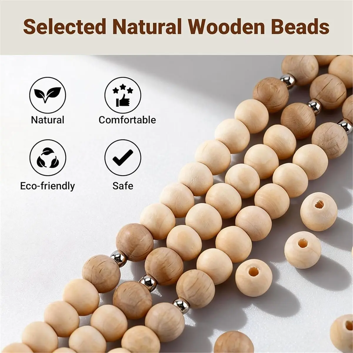 【New User-Coupon!】Elegant Wooden Beaded Lanyards for ID Badges, 2 Pack with Retractable Reel for Women and Teachers