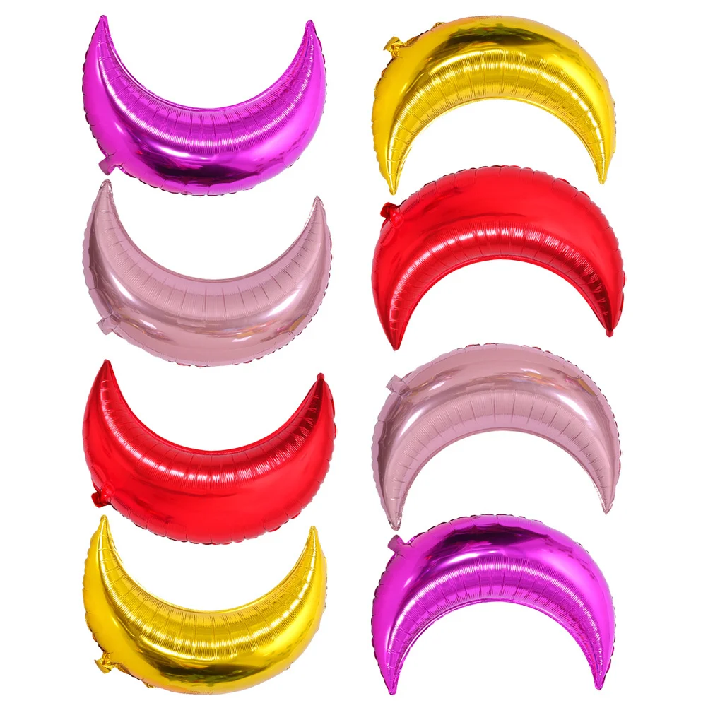 

8pcs Aluminum Film Balloons Large Curved Moon Shape Foil Balloon For Party Decorations Photo Props Holiday Decoration Balloon