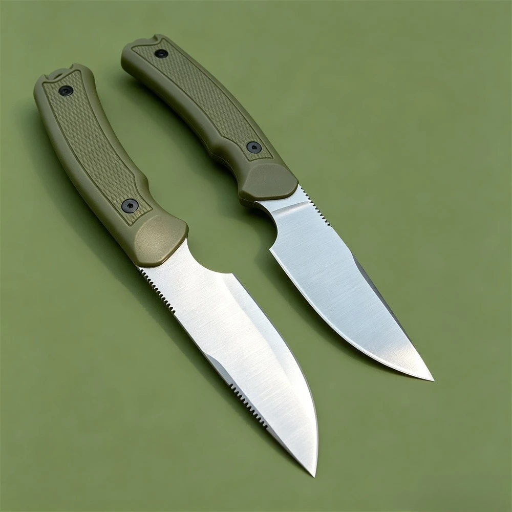 KS 1883 Fixed Blade Knife with D2 Steel & Nylon Fiber Handle – Versatile Camping Tool with Protective Sheath for Wilderness Use
